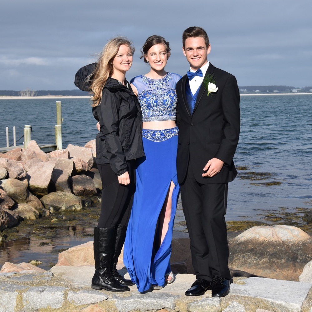 Blue Beaded Prom Dress